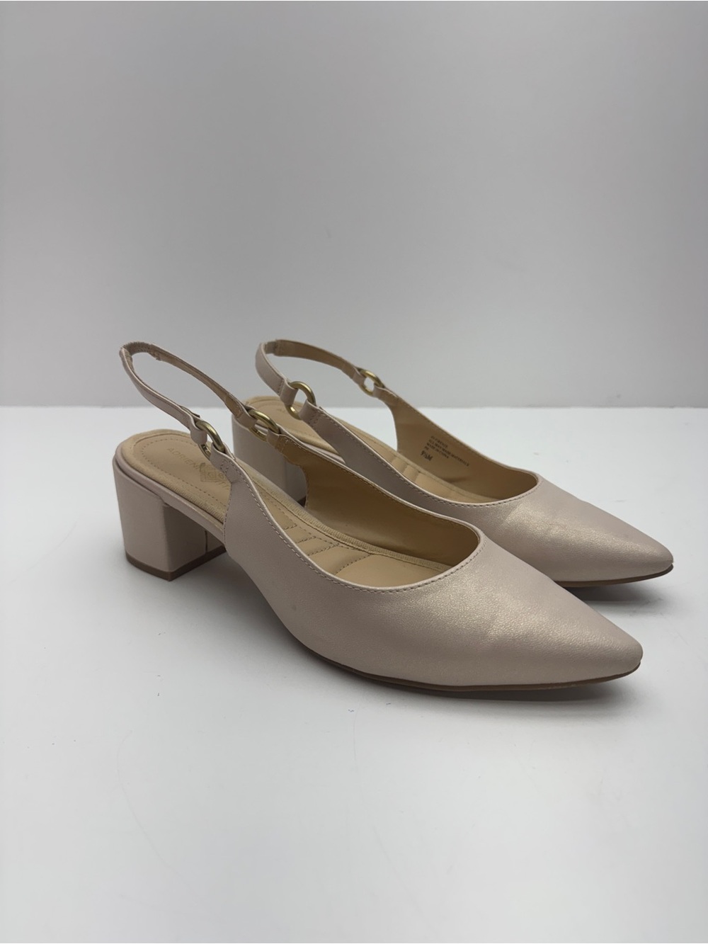 Adrienne Vittadini Pearl Beige Slingback Block Heels